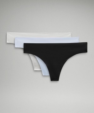 Biancheria Intima Donna Lululemon InvisiWear Mid-Rise Thong Strisce Bianche Nere | IT_LuLu36951