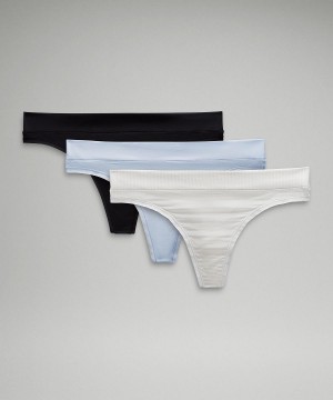 Biancheria Intima Donna Lululemon UnderEase Mid-Rise Thong Strisce Bianche Nere | IT_LuLu79961