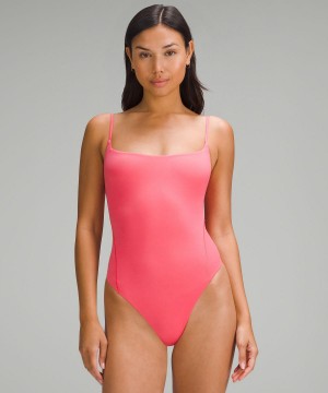 Body Donna Lululemon Wundermost Ultra-Soft Nulu Square-Neck Spaghetti-Strap Rosa | IT_LuLu48694