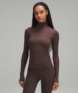 Camicia A Maniche Lunghe Donna Lululemon Wundermost Ultra-Soft Nulu Long-Sleeve Turtleneck Caffè | IT_LuLu61250