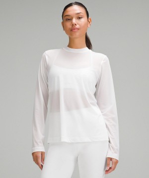 Camicia A Maniche Lunghe Donna Lululemon Keyhole Mesh Bianche | IT_LuLu71397