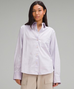 Camicia A Maniche Lunghe Donna Lululemon Relaxed-Fit Cotton-Blend Poplin Button-Down Viola | IT_LuLu24171