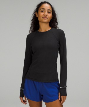 Camicia A Maniche Lunghe Donna Lululemon It's Rulu Ribbed Nere | IT_LuLu17012