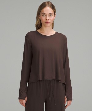 Camicia A Maniche Lunghe Donna Lululemon Modal Relaxed-Fit Lounge Caffè | IT_LuLu96279