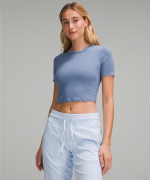 Camicie Donna Lululemon Hold Tight Straight Hem Cropped T-Shirt Blu | IT_LuLu78402