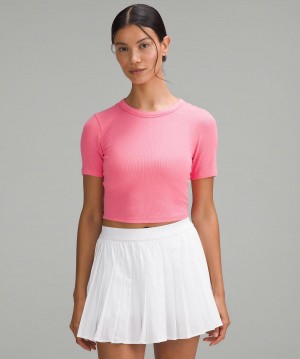 Camicie Donna Lululemon Hold Tight Straight Hem Cropped T-Shirt Rosa | IT_LuLu16688