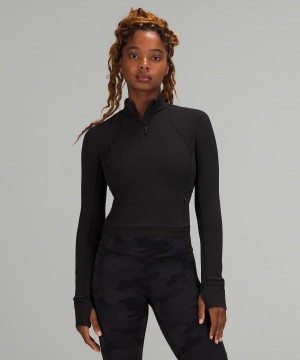 Camicie Donna Lululemon It's Rulu Cropped Half Zip Nere | IT_LuLu36110