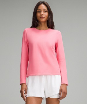 Camicie Donna Lululemon Organic Cotton Crewneck Long-Sleeve Rosa | IT_LuLu75016