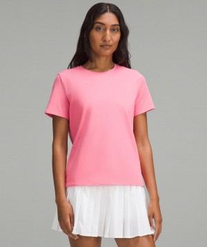 Camicie Donna Lululemon Organic Cotton Crewneck T-Shirt Rosa | IT_LuLu54003