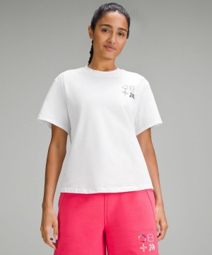 Camicie Donna Lululemon Relaxed-Fit Cotton Jersey T-Shirt Bianche | IT_LuLu50997