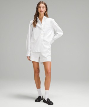 Camicie Donna Lululemon Relaxed-Fit Cotton-Blend Poplin Button-Down Bianche | IT_LuLu19723