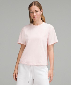 Camicie Donna Lululemon Relaxed-Fit Cotton Jersey T-Shirt Rosa | IT_LuLu70849