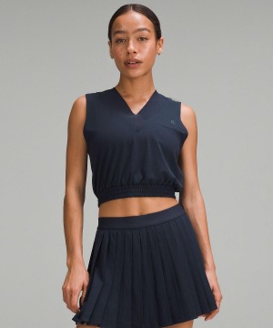 Camicie Donna Lululemon Sleeveless Cropped Tennis Blu Marino | IT_LuLu70442