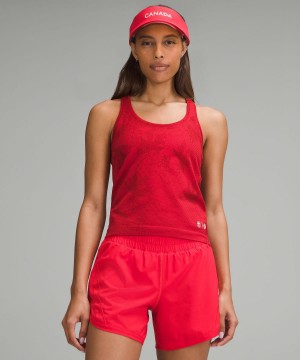 Camicie Donna Lululemon Team Canada Swiftly Tech Racerback 2.0 Waist Length Rosse | IT_LuLu77851