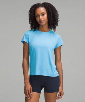 Camicie Donna Lululemon Train to Be Short-Sleeve Blu | IT_LuLu41082