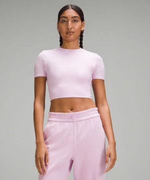 Camicie Donna Lululemon Wundermost Ultra-Soft Nulu Crewneck Cropped T-Shirt Viola | IT_LuLu37802