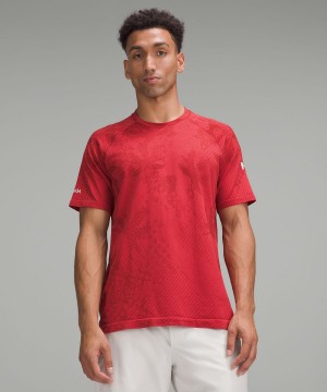 Camicie Uomo Lululemon Team Canada Metal Vent Tech Short-Sleeve Rosse Scuro | IT_LuLu21414