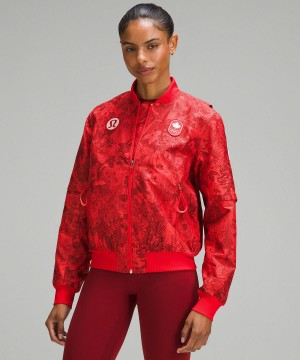 Cappotti E Giacche Donna Lululemon Team Canada Women's Vented Jacquard Bomber Rosse Scuro | IT_LuLu74738