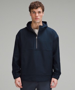 Cappotti E Giacche Uomo Lululemon Smooth Twill Half-Zip Anorak Blu Marino | IT_LuLu57822