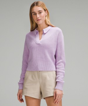 Felpe Con Cappuccio E Maglioni Donna Lululemon Collared Merino Wool-Blend Sweater Viola | IT_LuLu79188