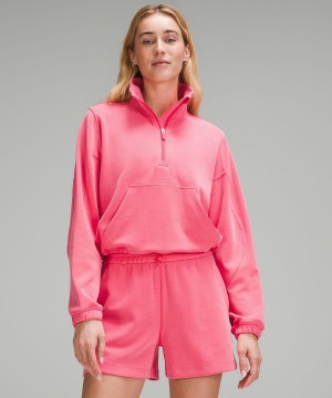 Felpe Con Cappuccio E Maglioni Donna Lululemon Brushed Softstreme Half Zip Rosa | IT_LuLu22060