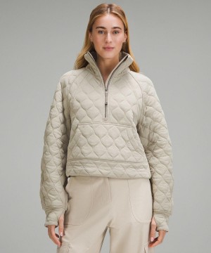 Felpe Con Cappuccio E Maglioni Donna Lululemon Scuba Oversized Quilted Half Zip Beige | IT_LuLu10130