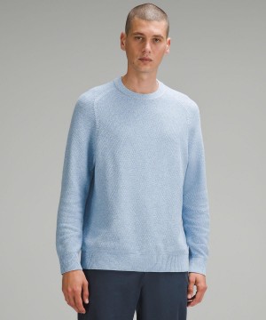 Felpe Con Cappuccio E Maglioni Uomo Lululemon Textured Knit Crewneck Blu | IT_LuLu34869