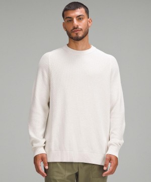 Felpe Con Cappuccio E Maglioni Uomo Lululemon Textured Knit Crewneck Beige Bianche | IT_LuLu30335