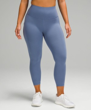 Leggings Donna Lululemon Wunder Train Contour Fit High-Rise Tight with Pockets 25" Blu | IT_LuLu77813