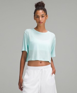 Magliette Donna Lululemon Cortes Cropped Grigie Strisce Menta | IT_LuLu13832