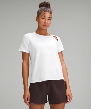 Magliette Donna Lululemon Cotton Shoulder-Twist Bianche | IT_LuLu77556