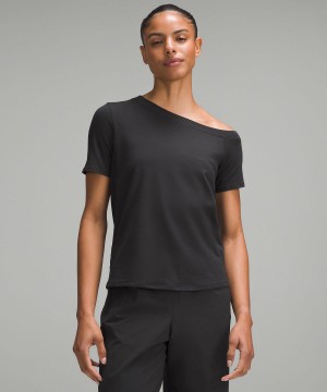 Magliette Donna Lululemon Off-The-Shoulder Cotton Nere | IT_LuLu33852