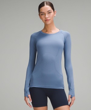 Magliette Donna Lululemon Swiftly Tech Long-Sleeve 2.0 Blu | IT_LuLu63784