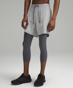 Pantaloncini Uomo Lululemon License to Train 2-in-1 Tight 21" Argento | IT_LuLu38437