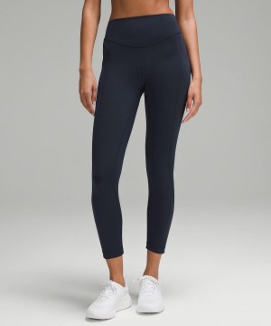 Pantaloni Donna Lululemon Wunder Under SmoothCover Tight with Pockets 25" Blu Marino | IT_LuLu14436