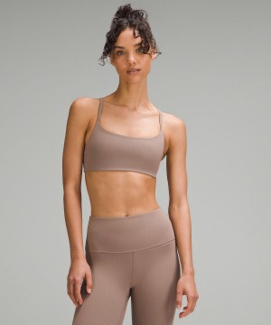 Reggiseno Sportivo Donna Lululemon Wunder Train Strappy Racer Ribbed Marroni | IT_LuLu85067