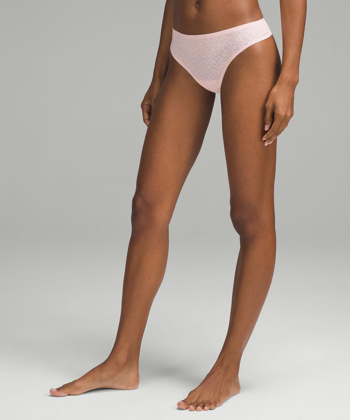 Biancheria Intima Donna Lululemon InvisiWear Mid-Rise Thong Performance Lace Blu Rosa | IT_LuLu28061