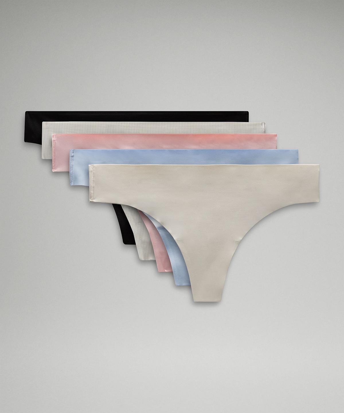 Biancheria Intima Donna Lululemon InvisiWear Mid-Rise Thong Beige Strisce Bianche Nere | IT_LuLu55514