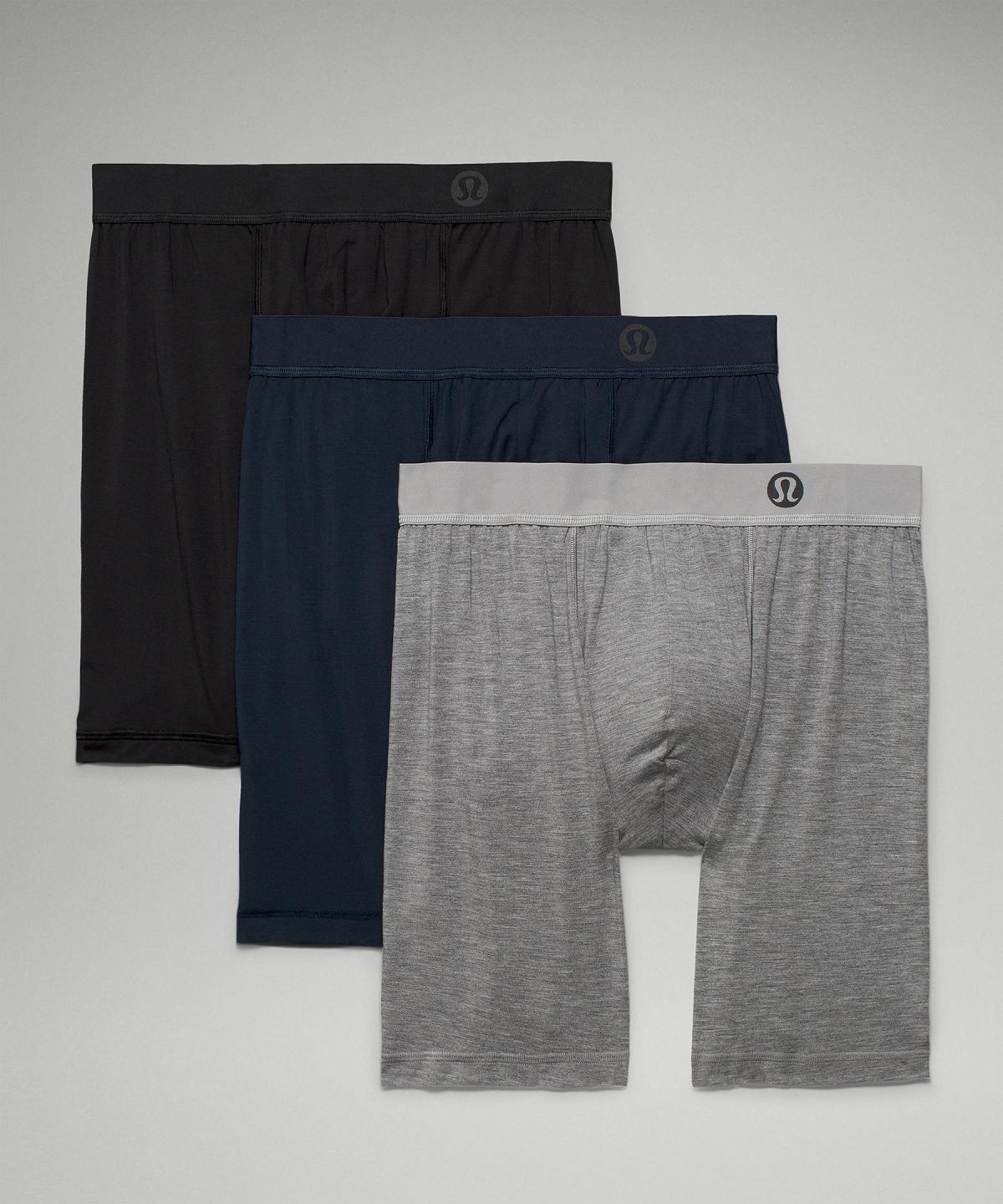 Biancheria Intima Uomo Lululemon Always In Motion Long Boxer 7" 3 Pack Nere Grigie Blu Marino | IT_LuLu49513