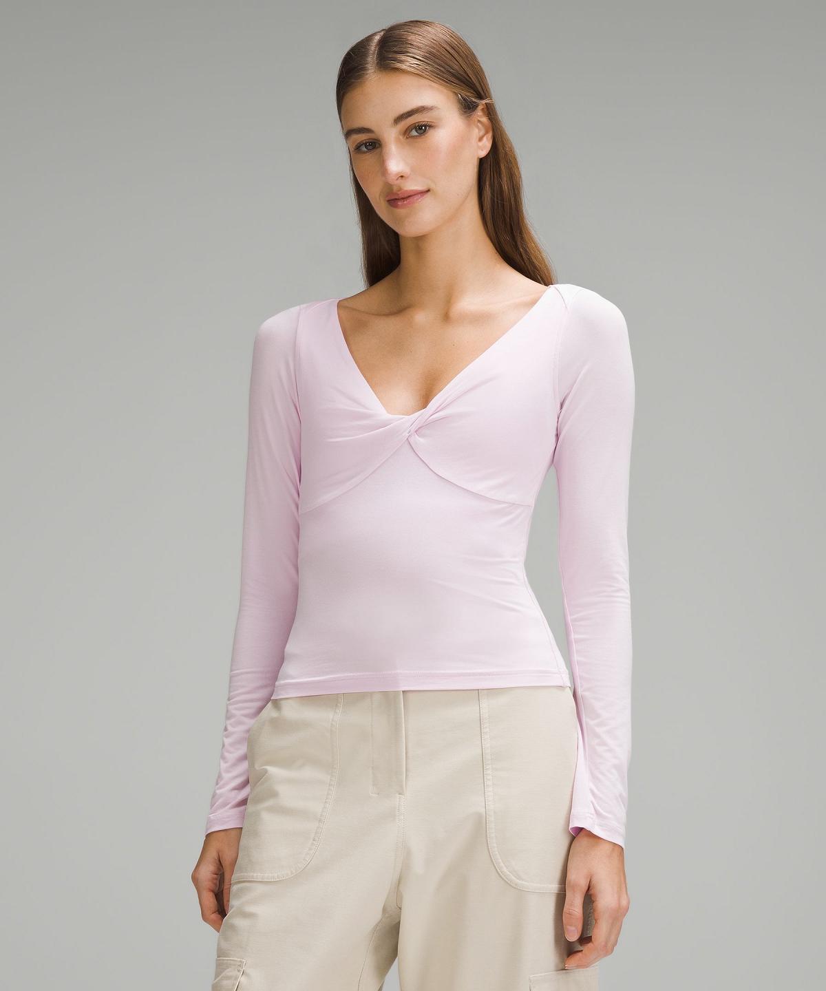 Camicia A Maniche Lunghe Donna Lululemon Modal-Silk Blend V-Neck Rosa | IT_LuLu76469