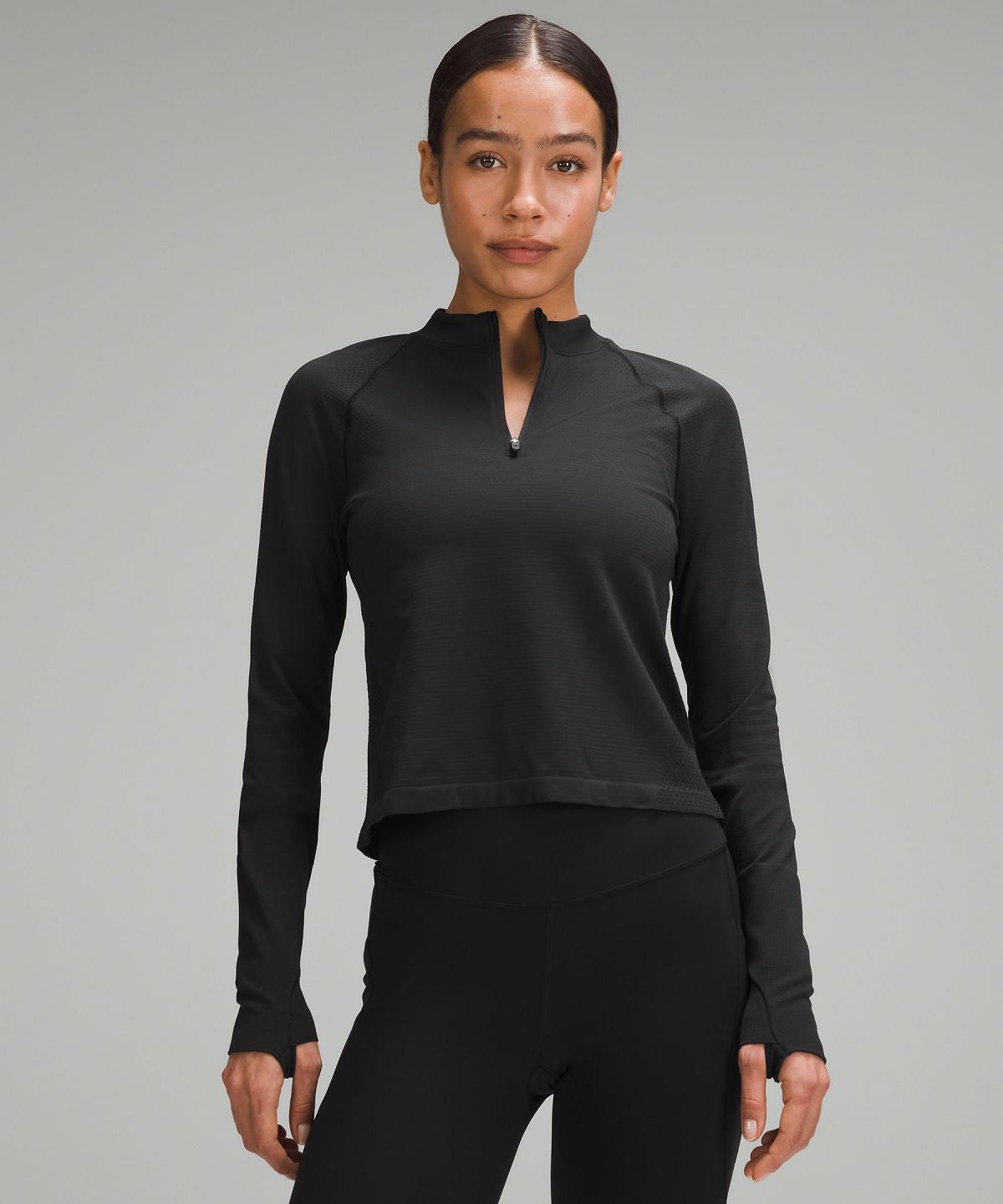 Camicia A Maniche Lunghe Donna Lululemon Swiftly Tech Mockneck Half Zip 2.0 Nere | IT_LuLu46725