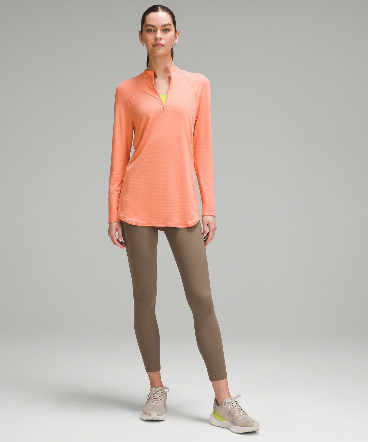 Camicia A Maniche Lunghe Donna Lululemon Swiftly Relaxed Long-Length Half Zip Corallo | IT_LuLu98569