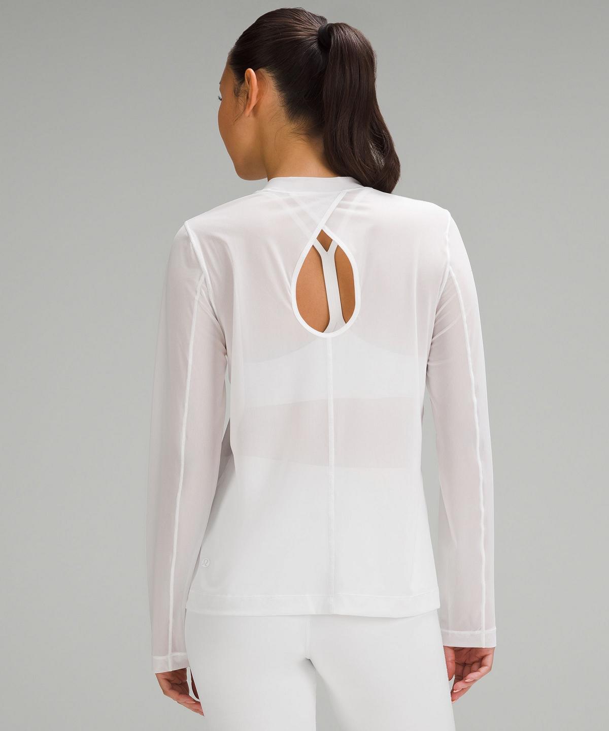 Camicia A Maniche Lunghe Donna Lululemon Keyhole Mesh Bianche | IT_LuLu71397