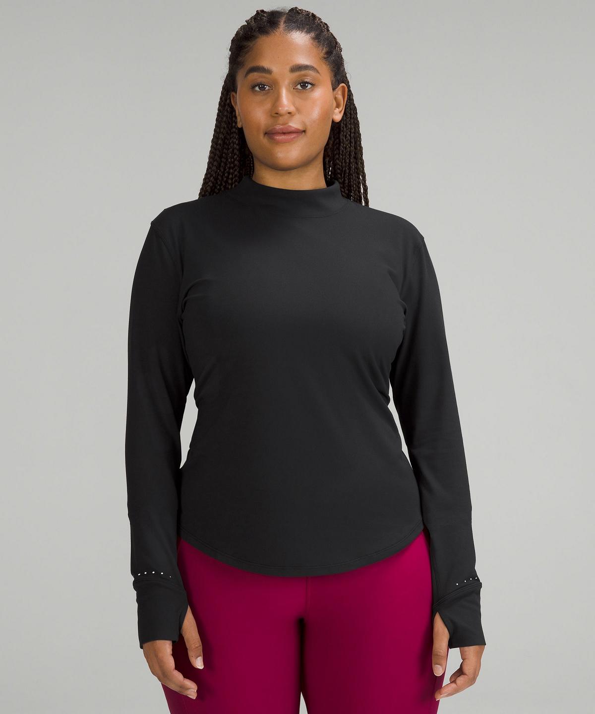 Camicia A Maniche Lunghe Donna Lululemon Rulu Running Mockneck Nere | IT_LuLu91757