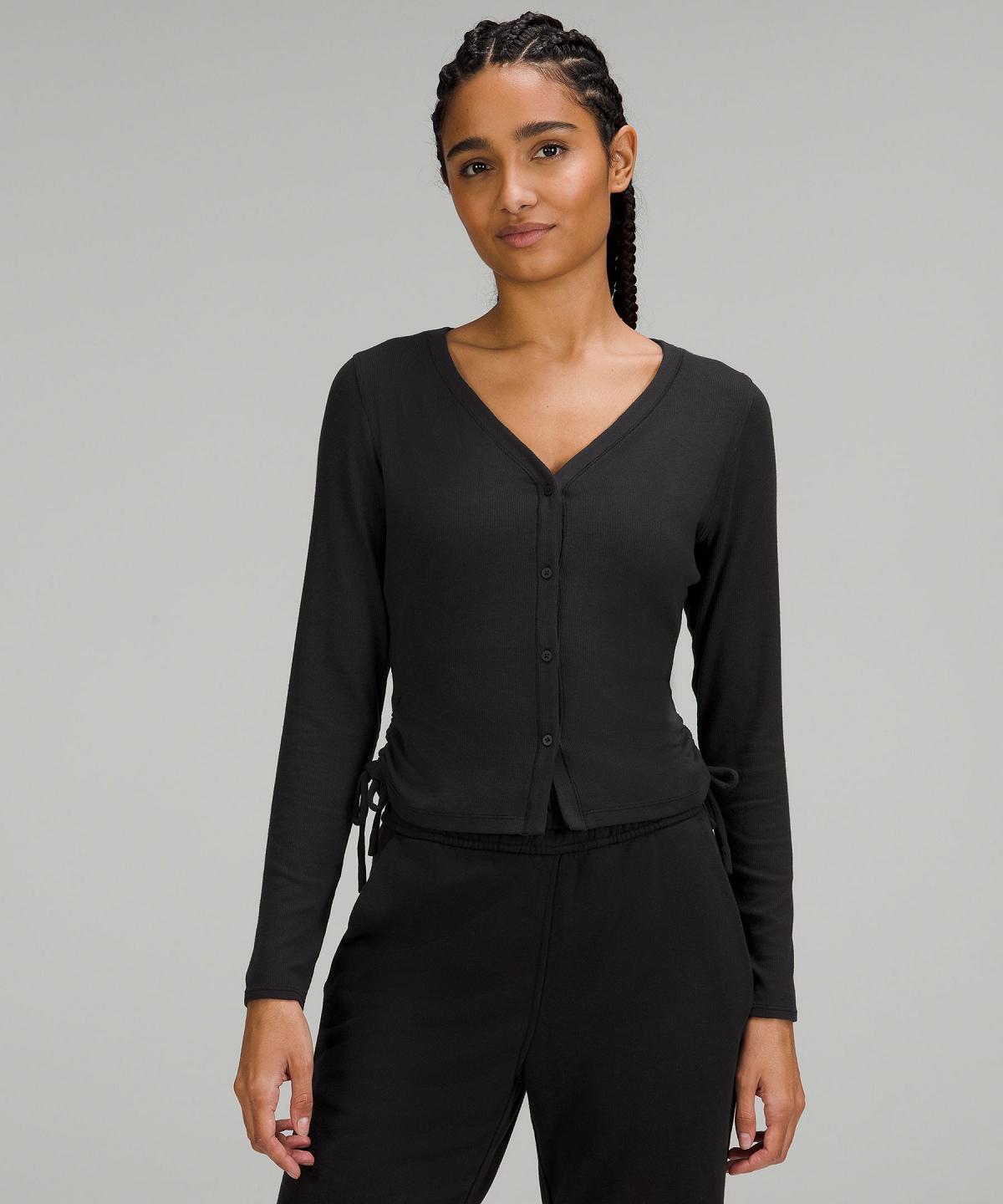 Camicia A Maniche Lunghe Donna Lululemon Side-Cinch Ribbed Cardigan Nere | IT_LuLu83848