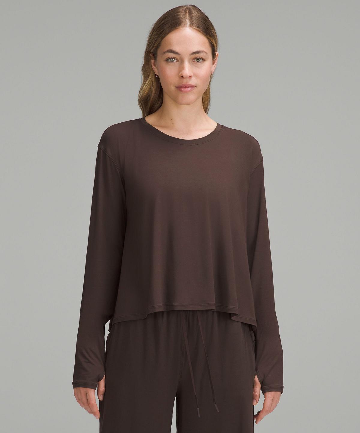 Camicia A Maniche Lunghe Donna Lululemon Modal Relaxed-Fit Lounge Caffè | IT_LuLu96279