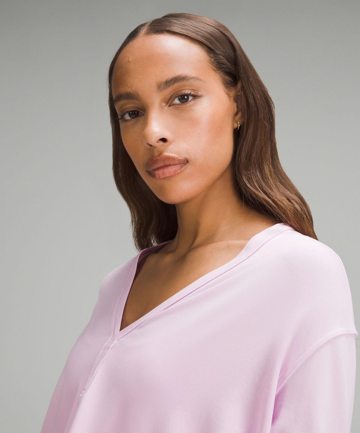 Camicia A Maniche Lunghe Donna Lululemon Back In Action V-Neck Rosa | IT_LuLu27941