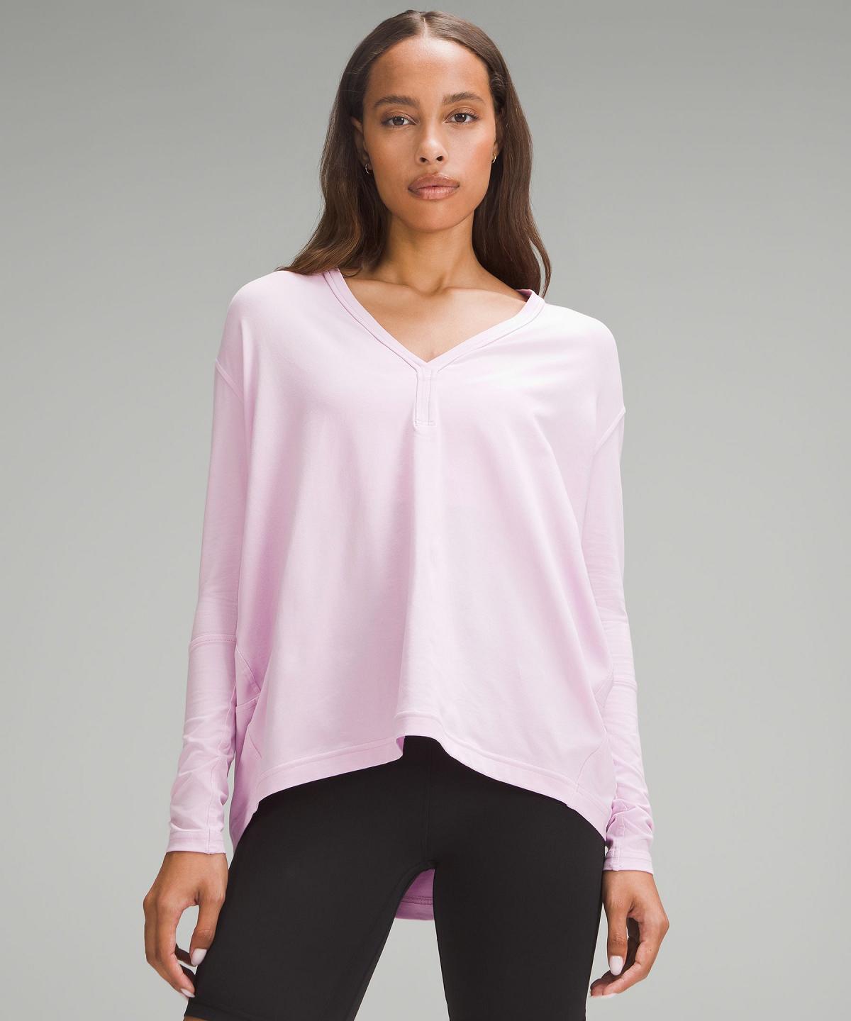 Camicia A Maniche Lunghe Donna Lululemon Back In Action V-Neck Rosa | IT_LuLu27941