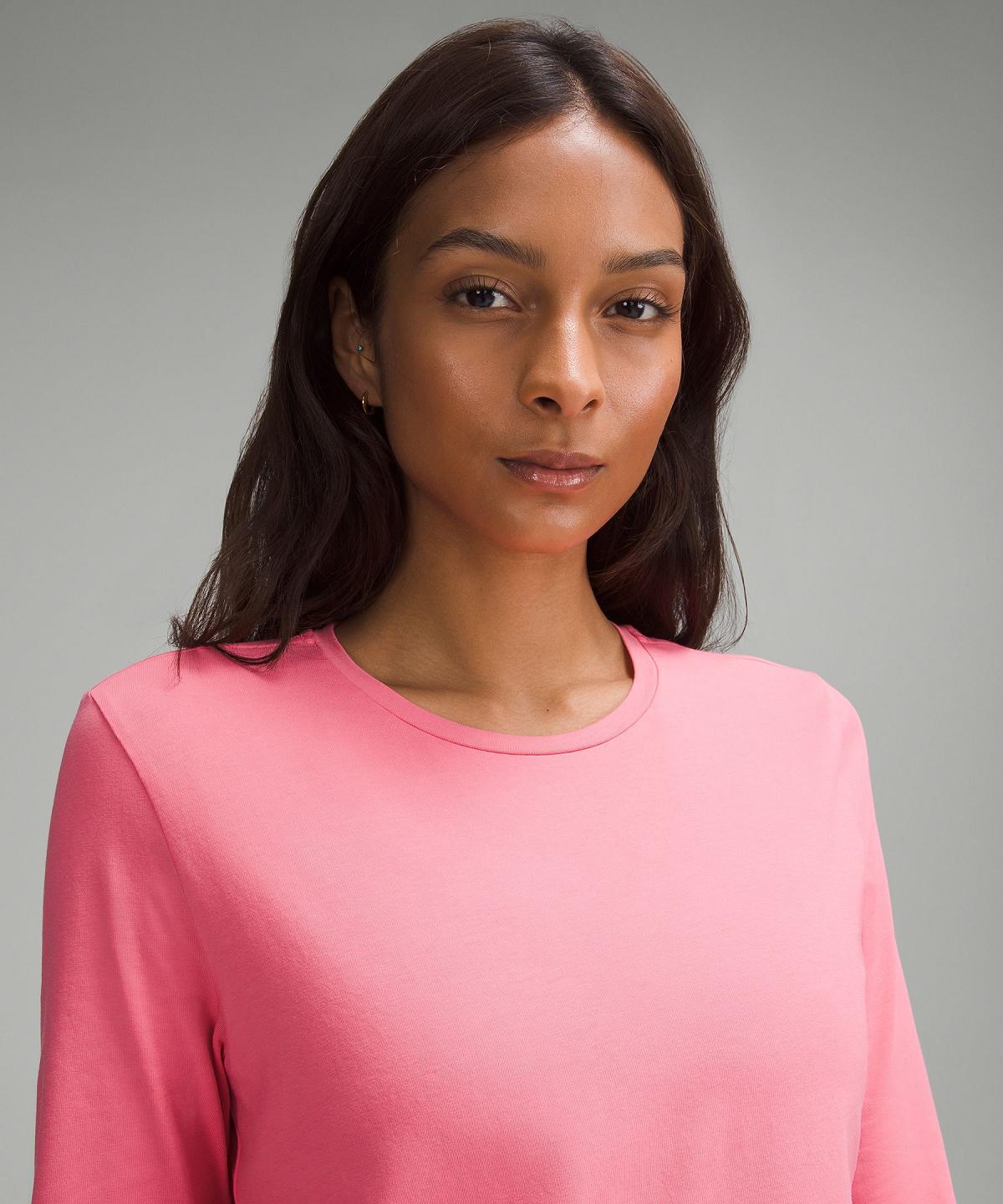 Camicia A Maniche Lunghe Donna Lululemon Organic Cotton Crewneck Rosa | IT_LuLu30233