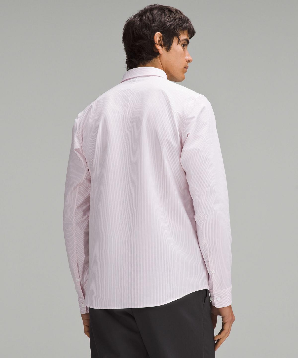 Camicia A Maniche Lunghe Uomo Lululemon New Venture Slim-Fit Strisce Bianche Rosa | IT_LuLu36156